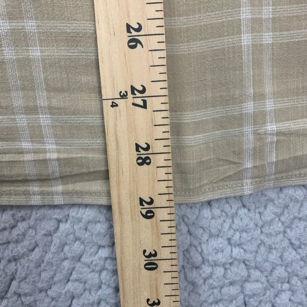 The North Face Button Down Mens XL Tan Plaid Short‎ Sleeve Cotton Pocket Shirt